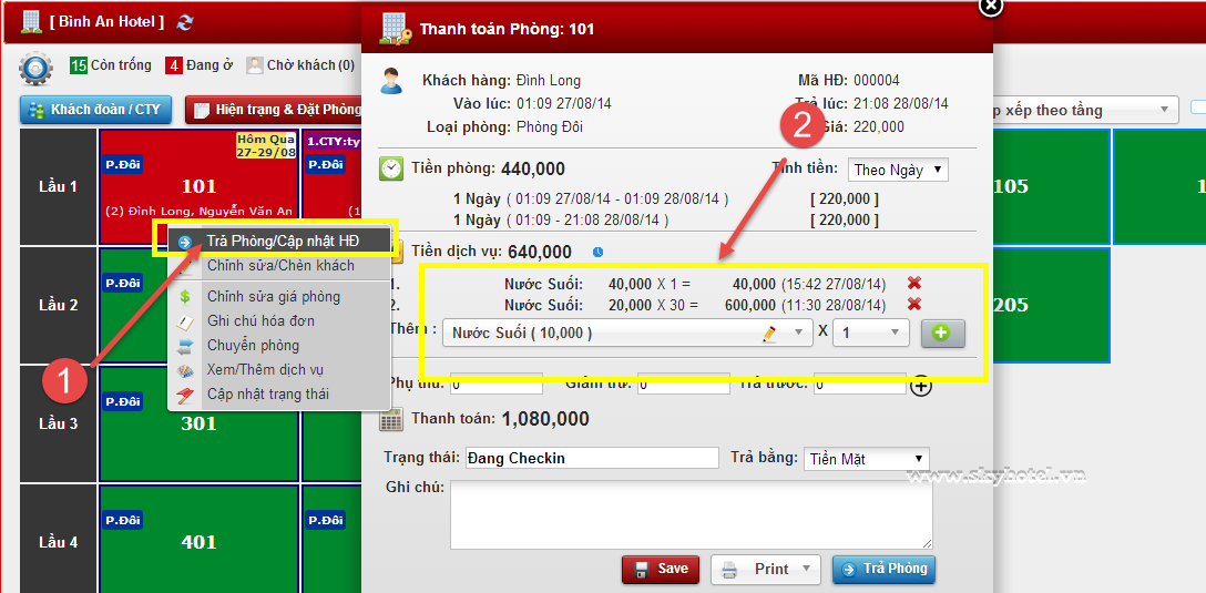 Bán hoặc trả lại dịch vụ