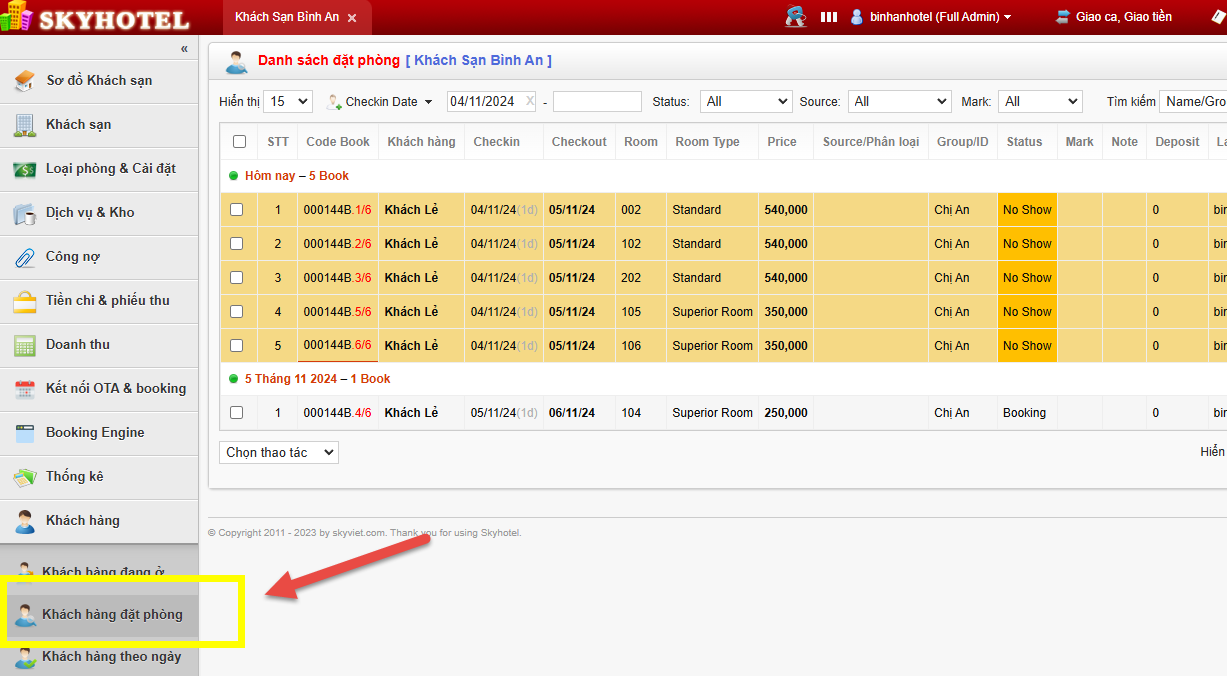 Booking Group (khách đoàn)