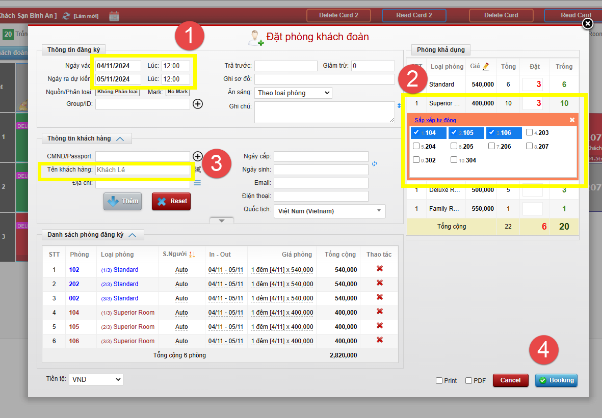 Booking Group (khách đoàn)