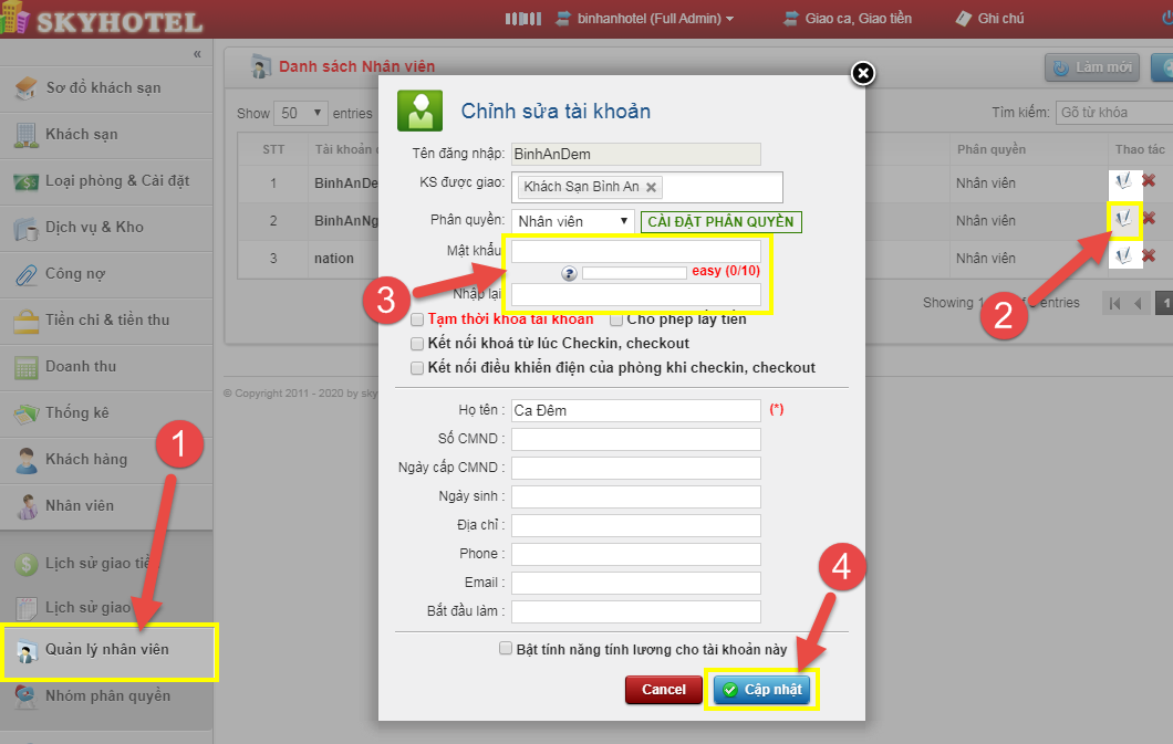 Các điều chỉnh thường gặp
