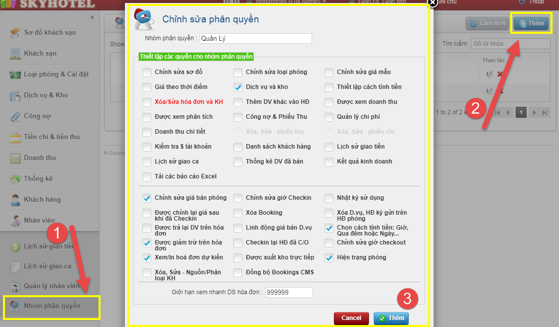 Cài đặt nhóm phân quyền