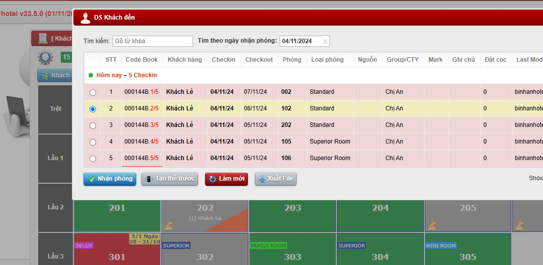 Checkin Group (khách đoàn)
