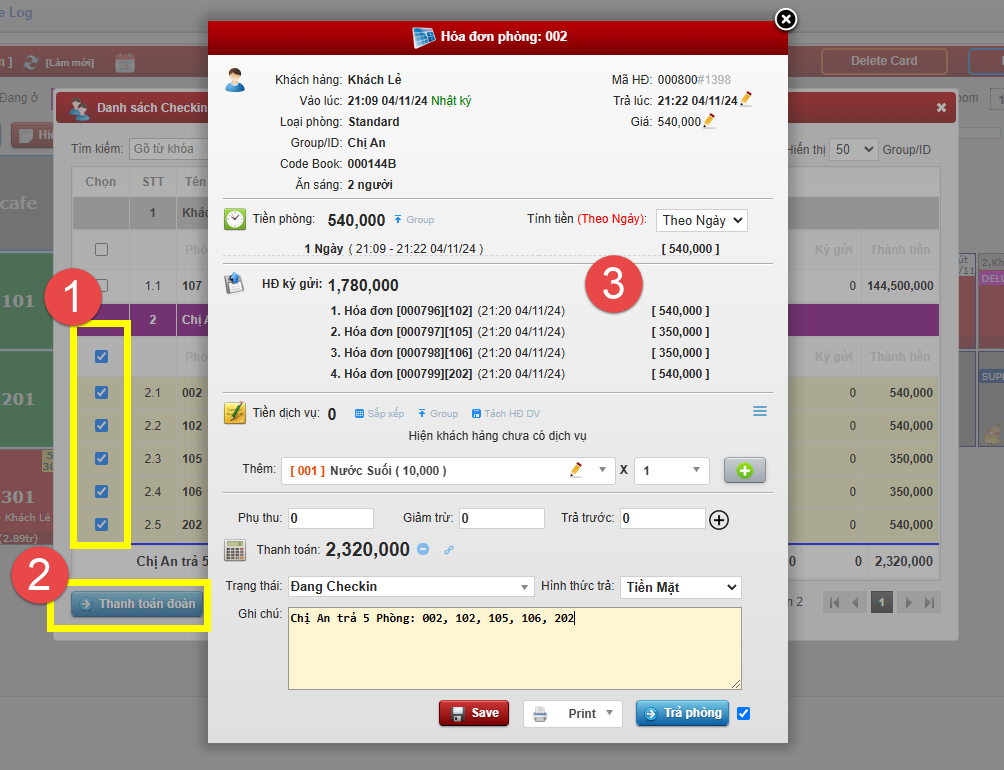 Checkout Group (khách đoàn)