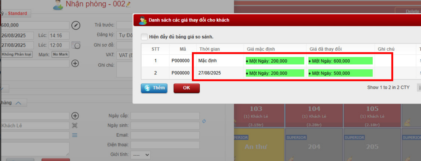 Chỉnh giá bán phòng nâng cao