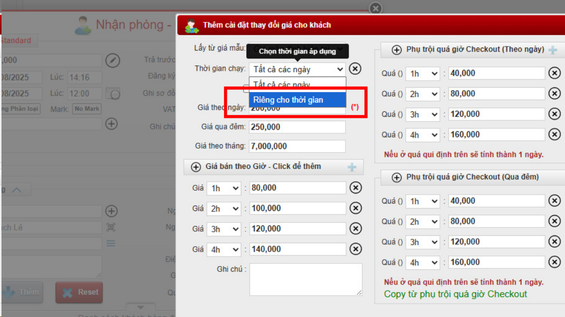 Chỉnh giá bán phòng nâng cao