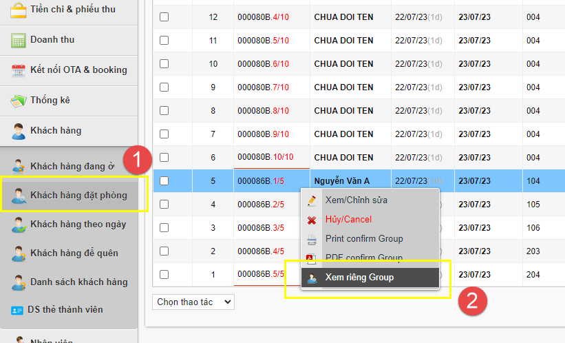 Chỉnh sửa booking đoàn