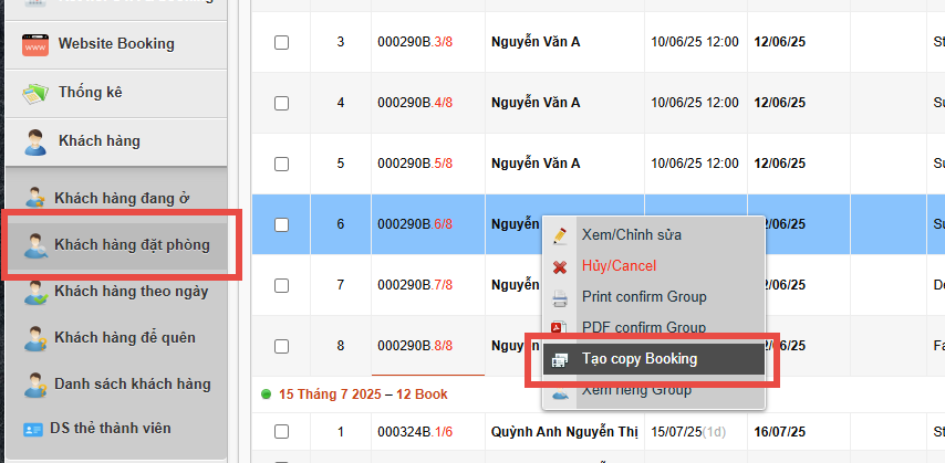 Chỉnh sửa booking đoàn
