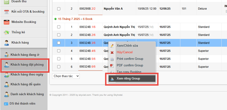 Chỉnh sửa booking đoàn
