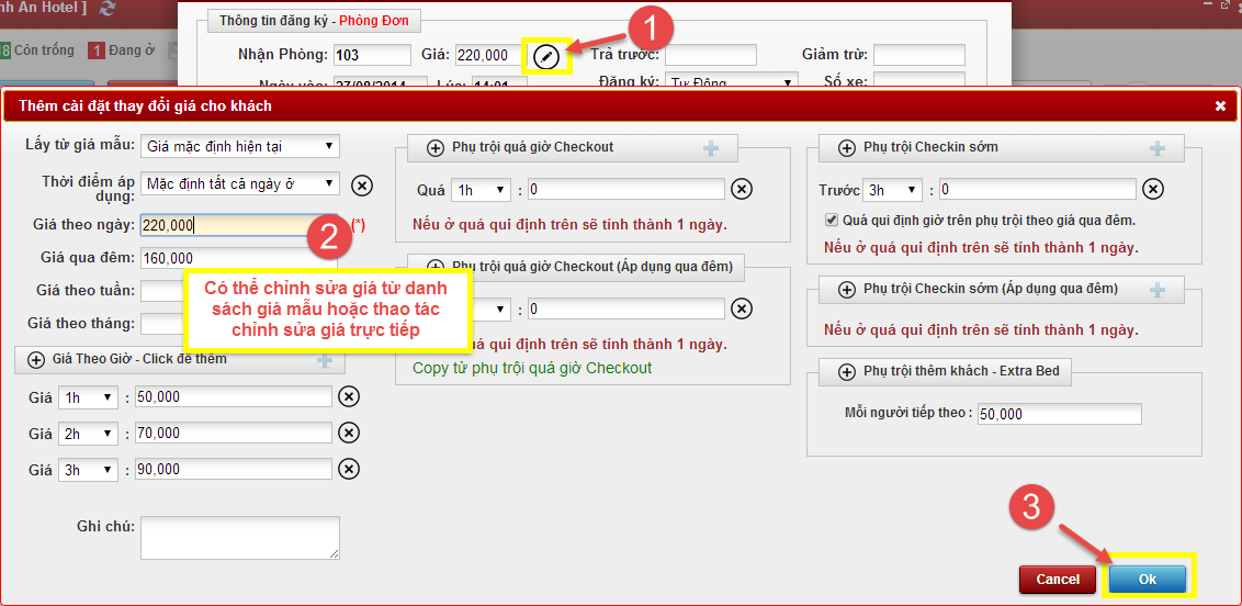 Chỉnh sửa giá bán phòng