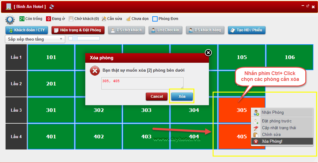 Chỉnh sửa sơ đồ khách sạn