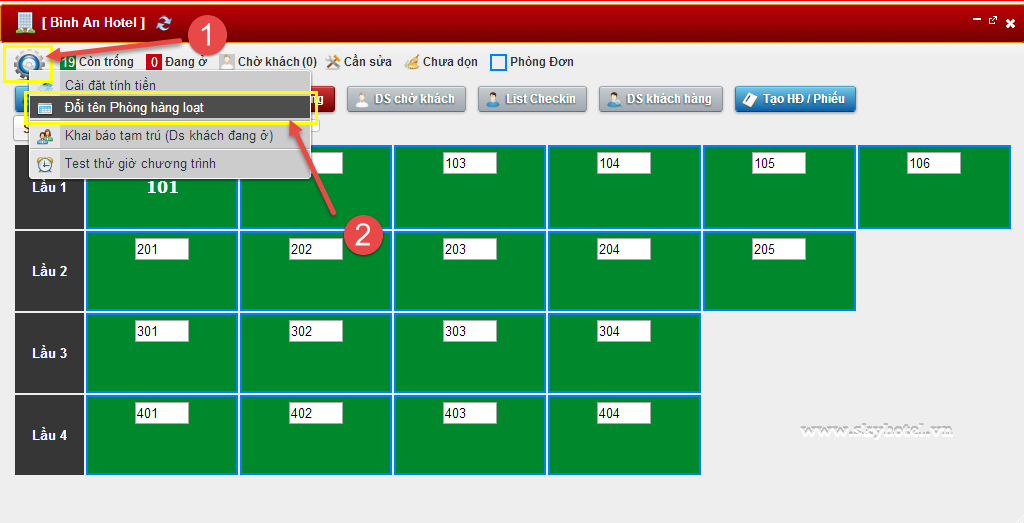 Chỉnh sửa sơ đồ khách sạn