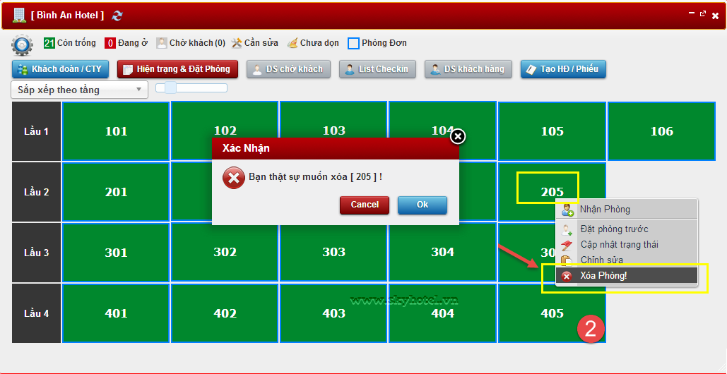 Chỉnh sửa sơ đồ khách sạn
