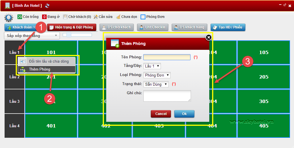 Chỉnh sửa sơ đồ khách sạn