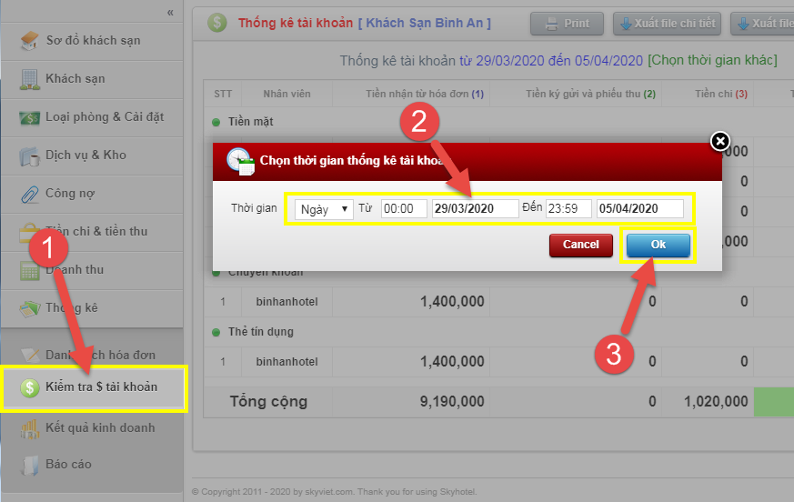 Doanh thu - Thực thu
