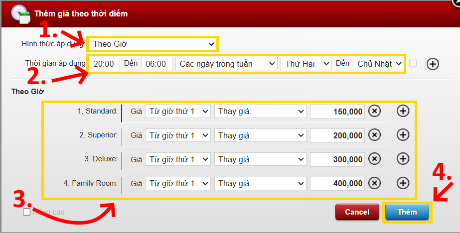 Giá theo thời điểm