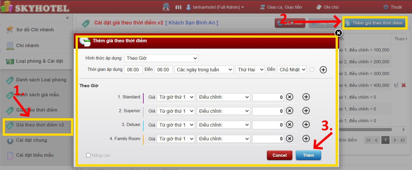 Giá theo thời điểm