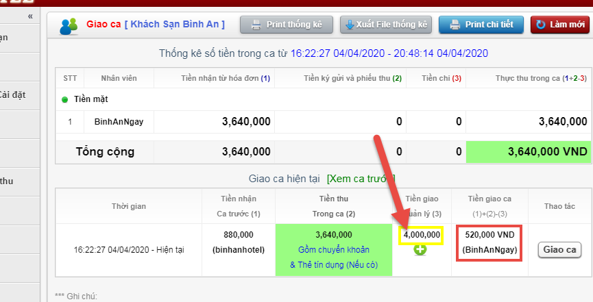 Giao tiền quản lý