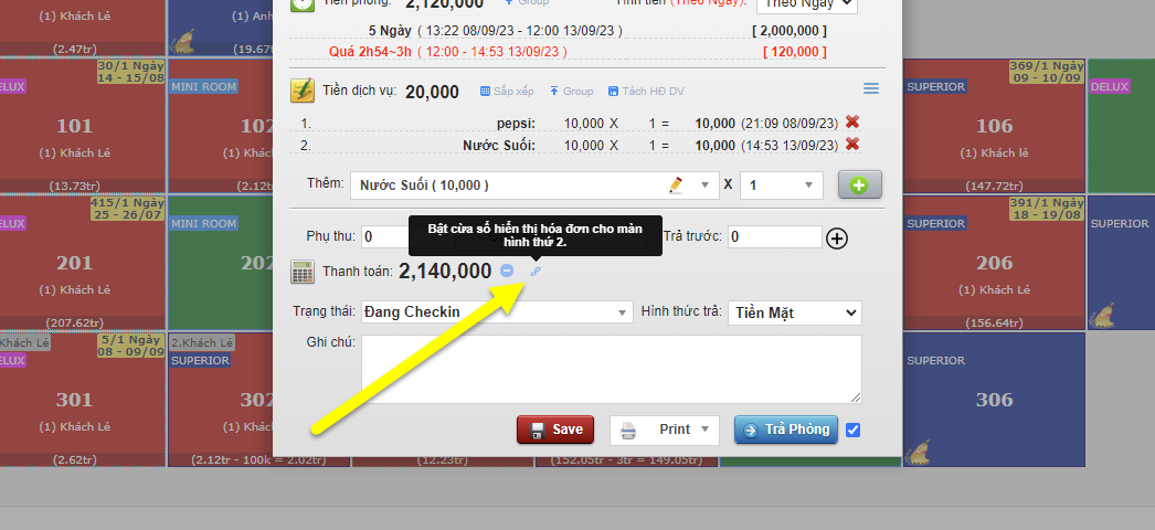 Kết nối màn hình phụ hiển thị hóa đơn