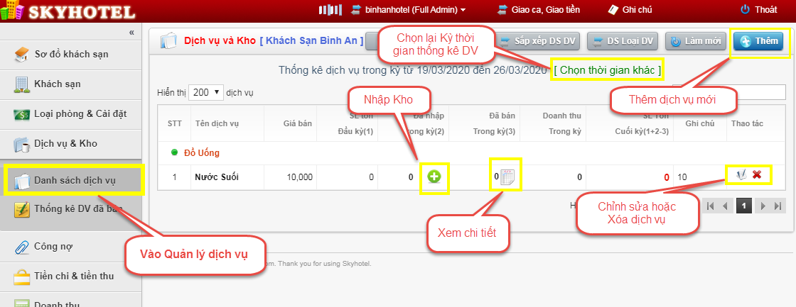 Khởi tạo dịch vụ và kho