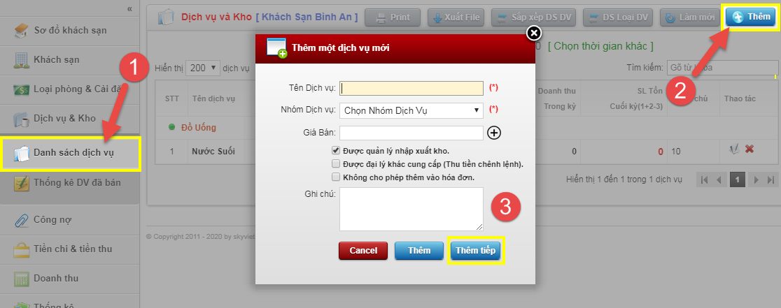 Khởi tạo dịch vụ và kho