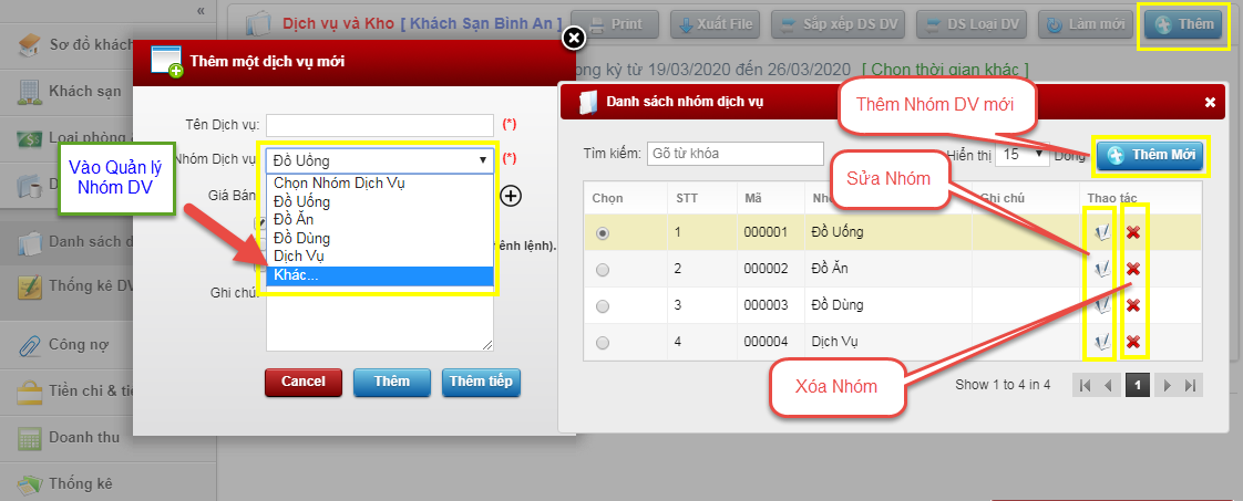 Khởi tạo dịch vụ và kho