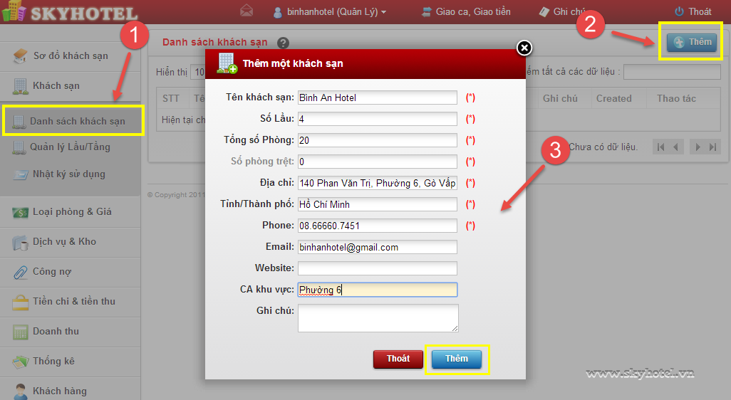 Khởi tạo khách sạn