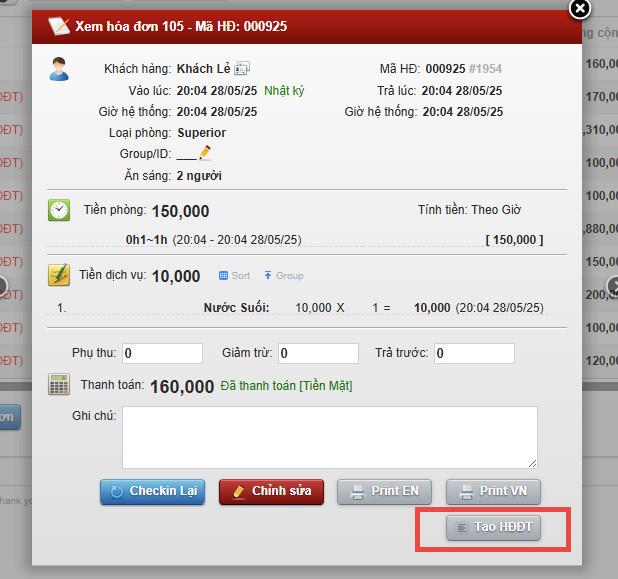 Liên kết hóa đơn máy tính tiền