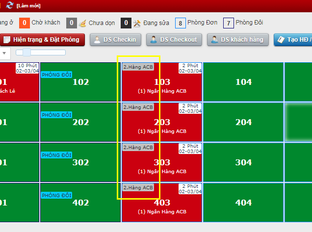 Nhận Phòng khách lẻ (vãng lai)