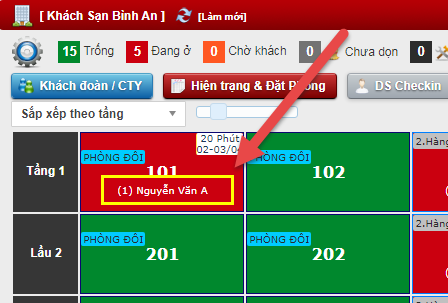 Nhận Phòng khách lẻ (vãng lai)