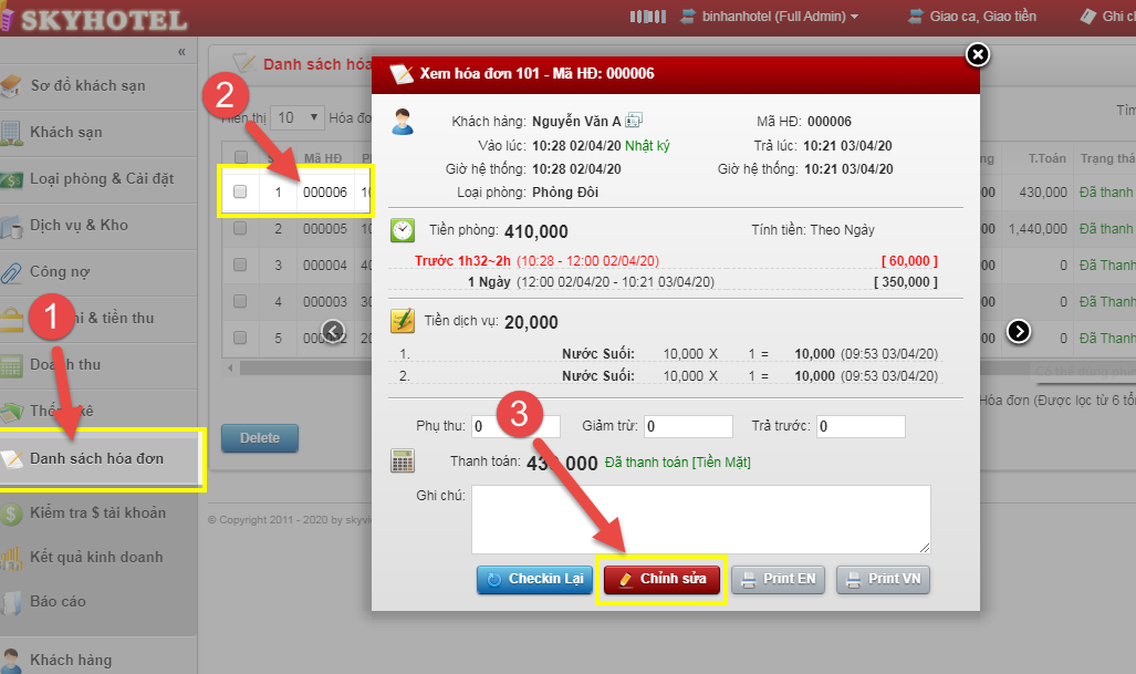 Quản lý hóa đơn