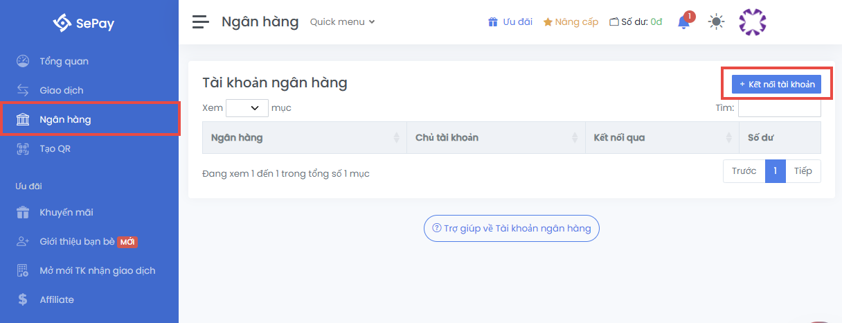 Tạo cổng thanh toán Sepay