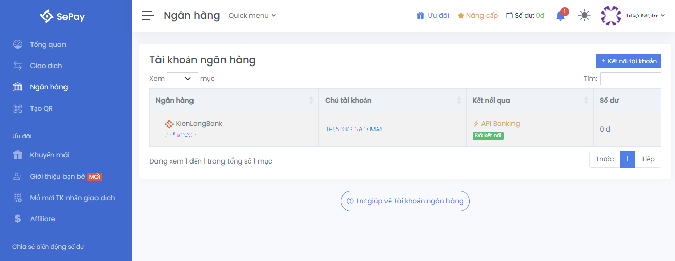 Tạo cổng thanh toán Sepay