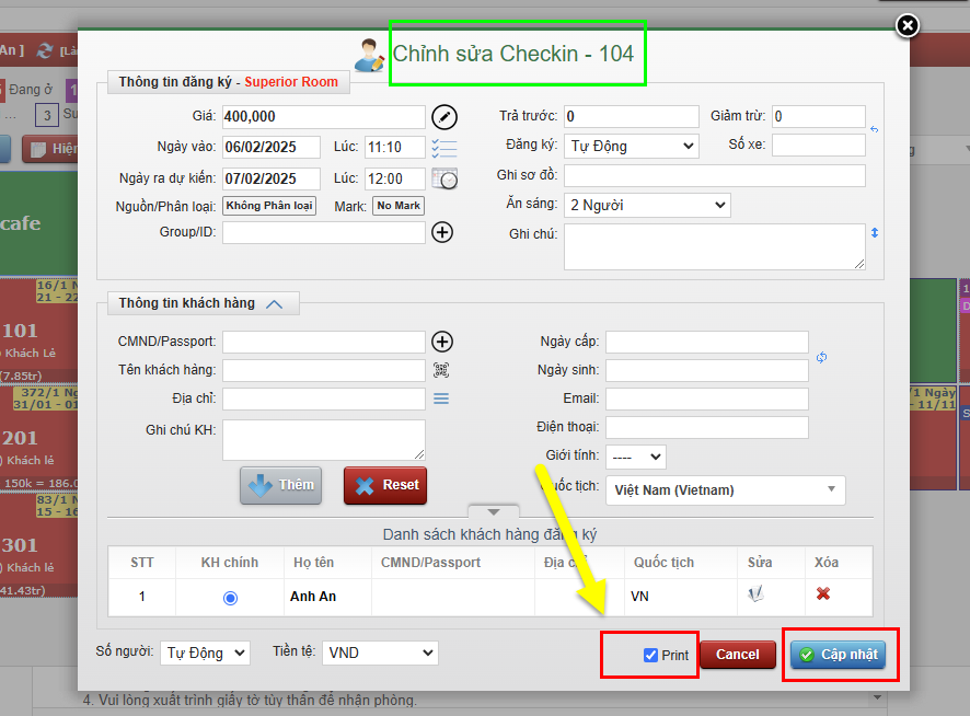 Tạo mẫu confirm Checkin