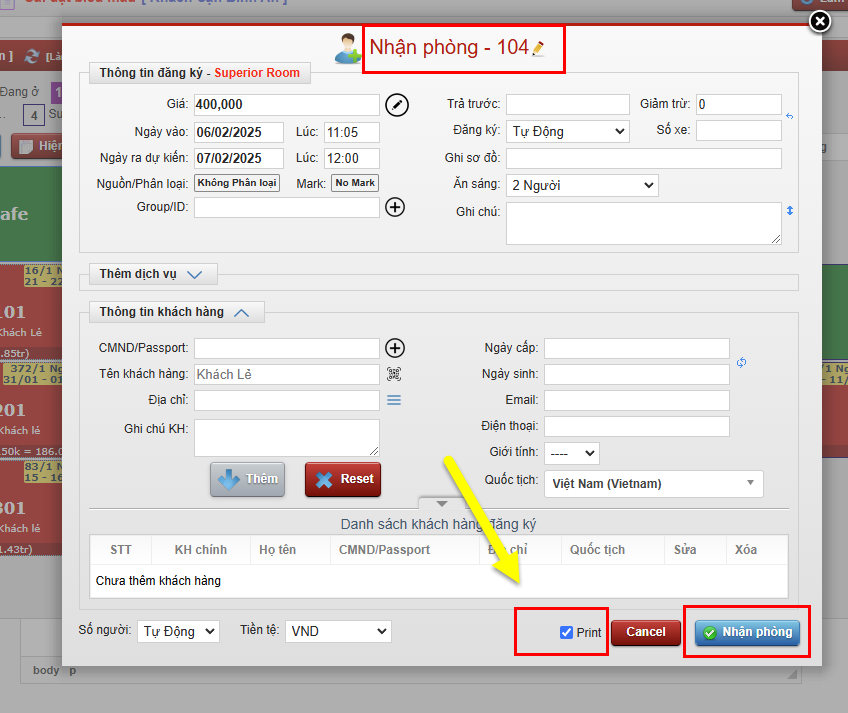 Tạo mẫu confirm Checkin