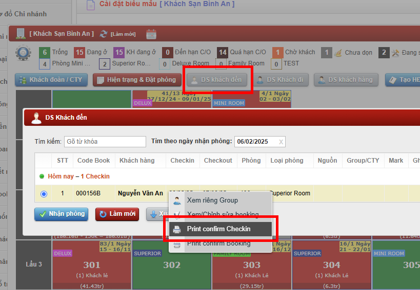 Tạo mẫu confirm Checkin