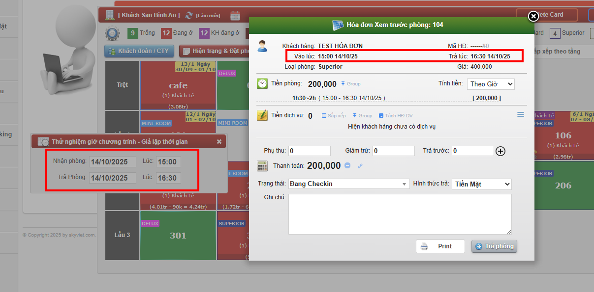 Test thử tính tiền giờ phòng