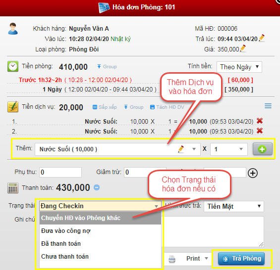 Trả phòng (Checkout)