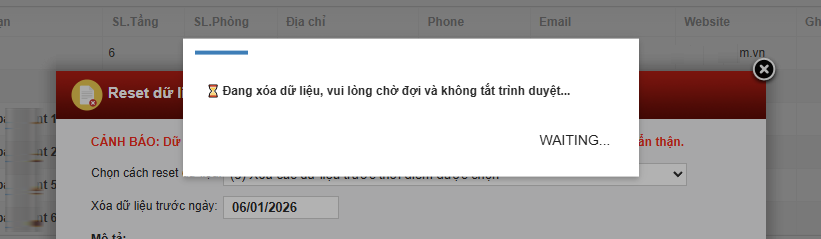 Xóa (Reset) dữ liệu