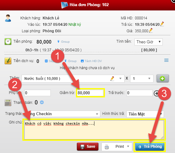 Xử lý thao tác sai
