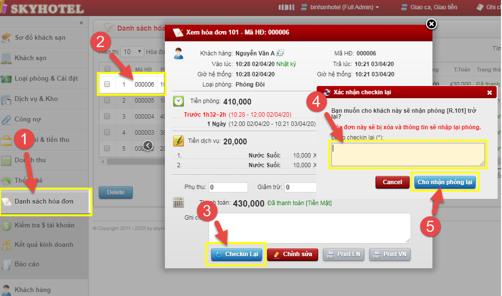 Xử lý thao tác sai